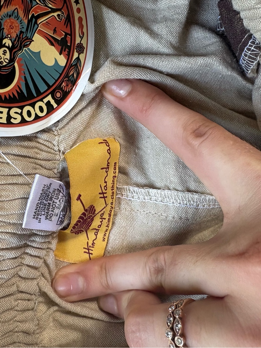 Beige Cargo Joggers with Colorful Graphic Patch - Picture 9 of 10